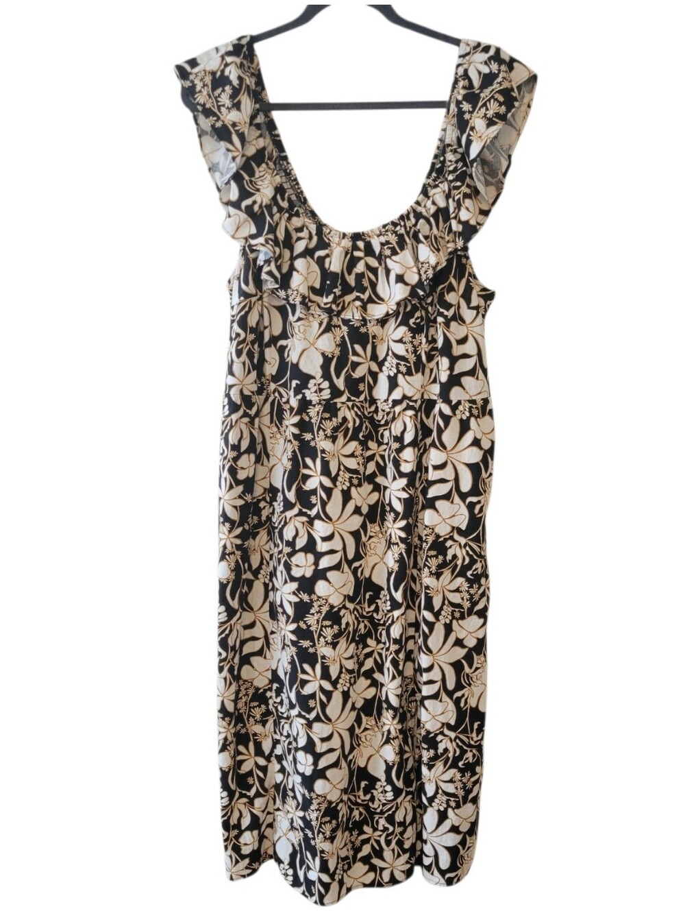 NWT Ava & Viv Black & White Tropical Floral‎ Sleeveless Shift Dress Size 1X